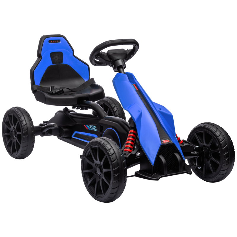 HOMCOM Gokart, Kinderfahrzeug mit verstellbarem Sitz, Tretfahrzeug, Tretauto mit Handbremse, Kettcar für Kinder im Alter von 3-8 Jahren, Blau Aosom – Bild 1 von 2
