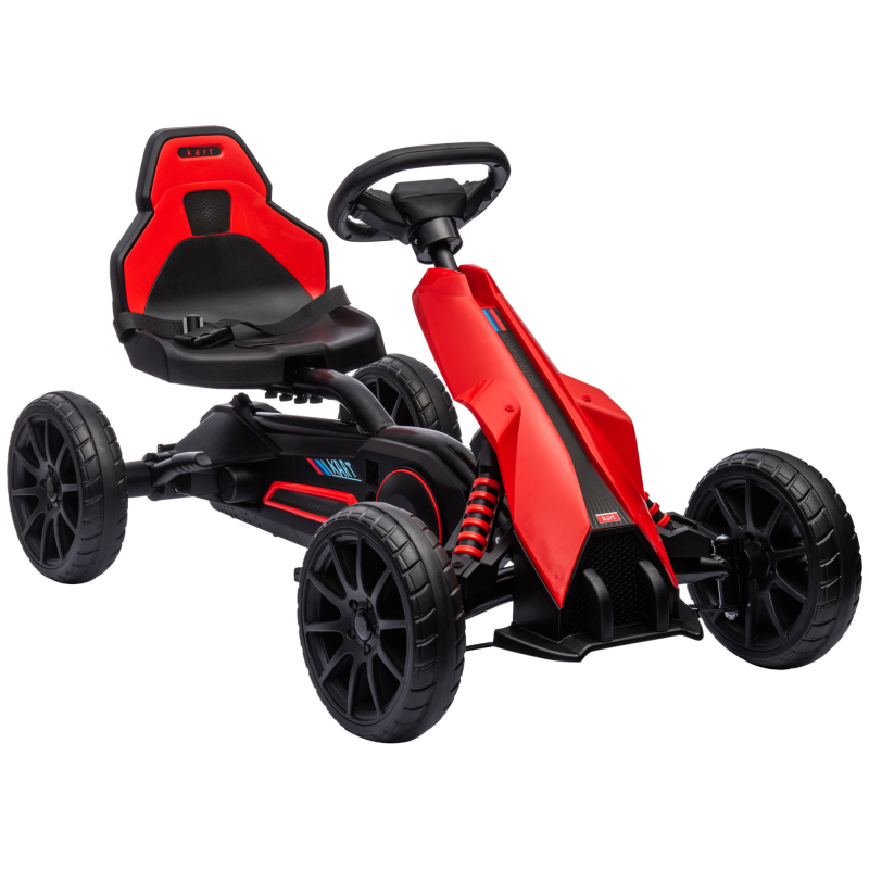 HOMCOM Gokart Kinderfahrzeug Tretauto mit verstellbarem Sitz und Handbremse für Kinder 3-8 Jahre, Kettcar für Outdoor Spaß Aosom.de – Bild 1 von 2