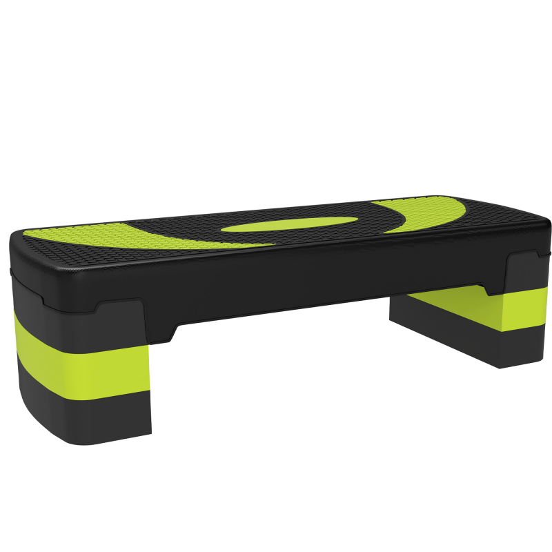 HOMCOM Steppbrett Aerobic-Stepper höhenverstellbar mit 3 Stufen (10/15/20 cm) Fitness Heimtrainer für Indoor Outdoor Belastbarkeit bis 150 kg Grün Aosom – Bild 1 von 2