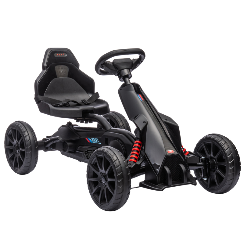 HOMCOM Gokart Tretauto mit Handbremse, verstellbarem Sitz, Vor- und Rückwärtsgang, Tretfahrzeug Kinderfahrzeug Kettcar für Kinder 3-8 Jahren Schwarz Aosom – Bild 1 von 2