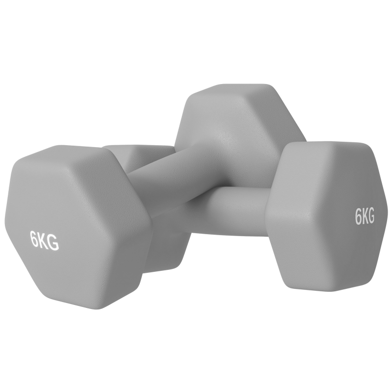 SPORTNOW Hantelset, 2er Set Hanteln mit Gewichten, Kurzhantelset aus Gusseisen, 2 x6 kg Kurzhanteln für Männer und Frauen, Dumbbell Set für Zuhause, Fitnessstudio, Krafttraining Aosom – Bild 1 von 2