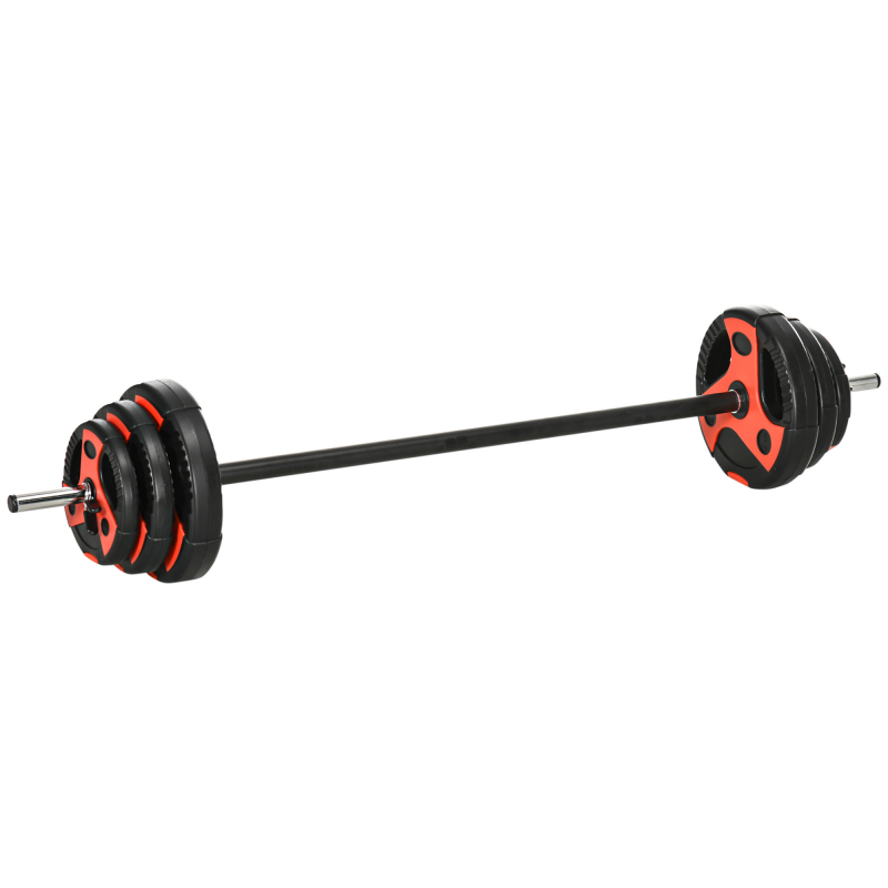 SPORTNOW Langhantel Set 20 kg verstellbares Hantelset mit rutschfestem Griff 6 Hantelscheiben bodenschonend für Heimtraining Aosom.de – Bild 1 von 2