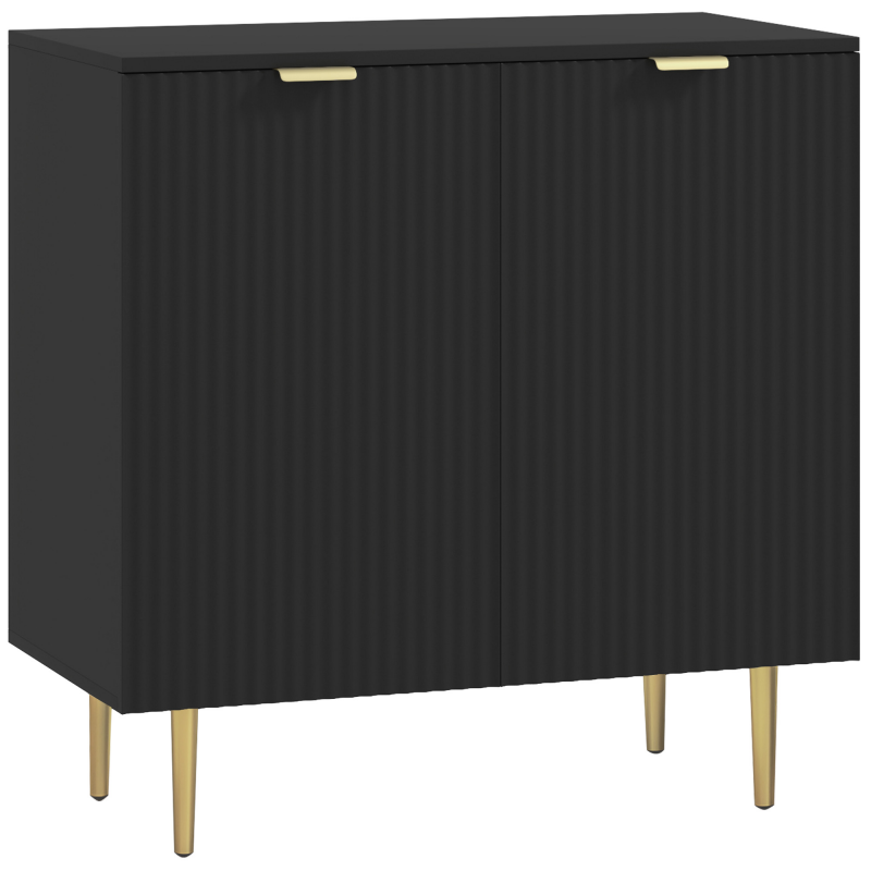 HOMCOM Küchenbuffet, Aufbewahrungsmöbel mit 2 Türen, verstellbares Regal, erhöhte Metallfüße, für Küche, Wohnzimmer, 80 x 40 x 80 cm, schwarz Aosom – Bild 1 von 2