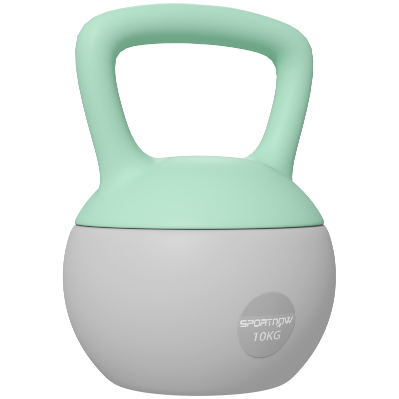 SPORTNOW Kettlebell 10 kg, Soft-Kettlebell mit Metallsandfüllung und rutschfestem Griff, für Krafttraining zu Hause, Fitnessstudio, Mintgrün und Grau Aosom – Bild 1 von 2