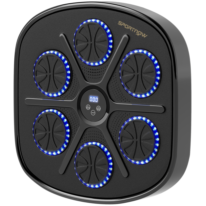 SPORTNOW Music Boxing Machine, elektronische Bluetooth Boxmaschine mit LED-Leuchten, Musik, Wandmontage Boxziel für Erwachsene, Heimübungen, Schwarz Aosom – Bild 1 von 2