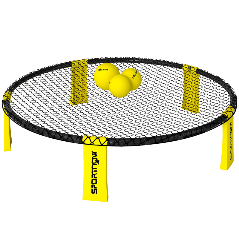 SPORTNOW Roundnet Set Spieleset mit Spielnetz 3 Bällen Tragetasche Ballpumpe Spikeball Set für Garten Strand Park drinnen Aosom – Bild 1 von 2