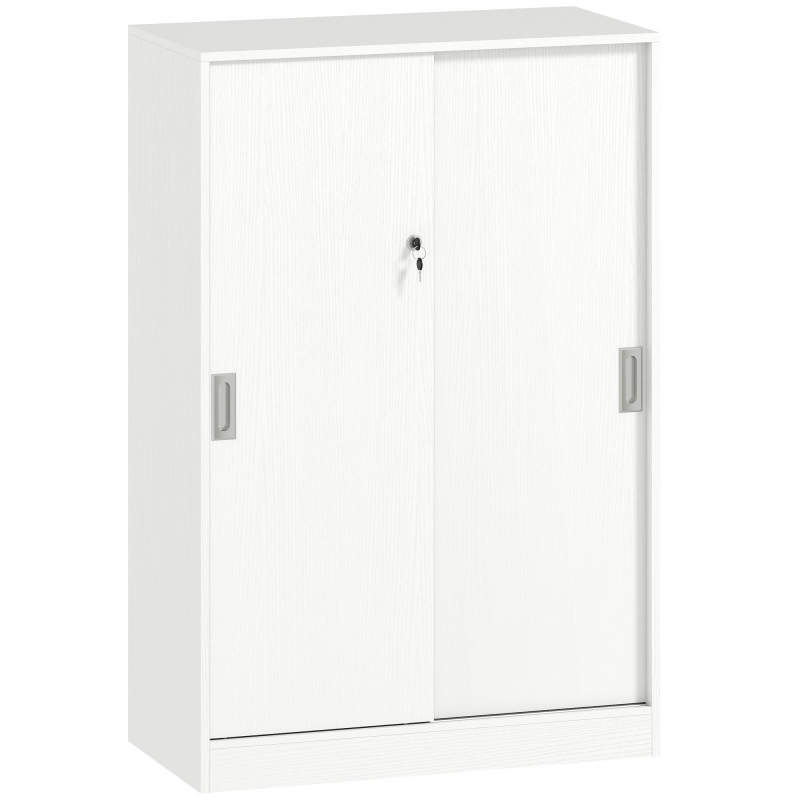 HOMCOM Aktenschrank, Büroschrank mit Türen, großer Bürocontainer mit 3 Regal und 2 Fächern, Aufbewahrungsschrank, Weiß, 80 x 40 x 120 cm Aosom – Bild 1 von 2
