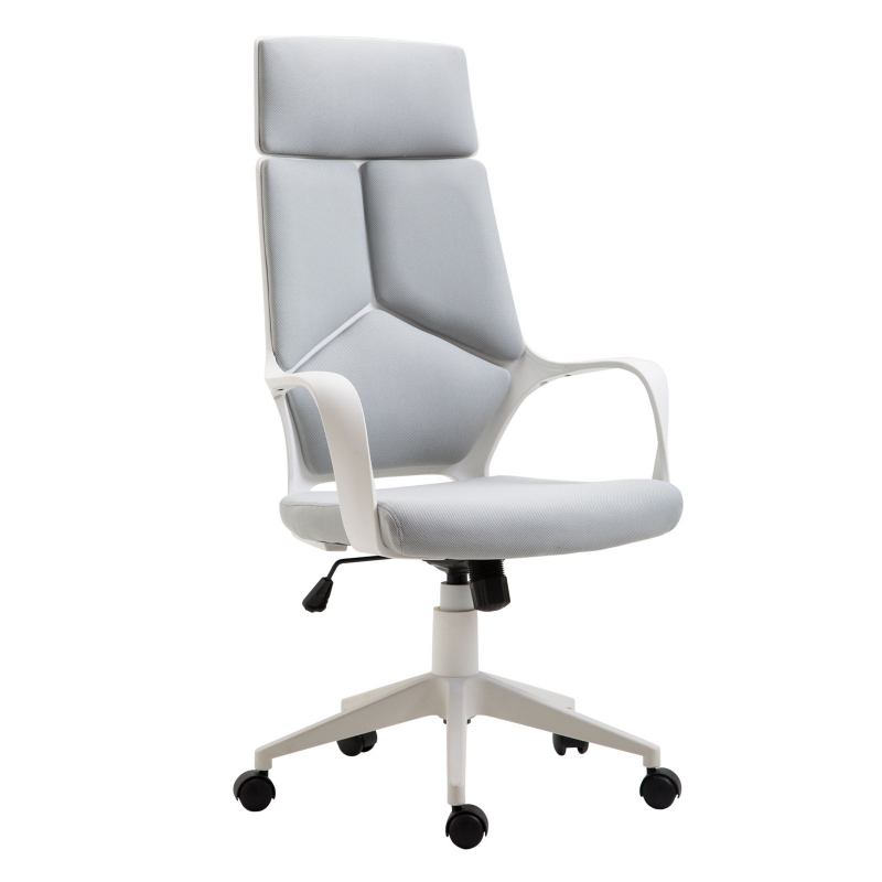 HOMCOM Bürostuhl Ergonomischer Schreibtischstuhl mit Armlehne, Wippfunktion Höhenverstellbarer Drehstuhl Computerstuhl mit Netzbespannung Grau Aosom – Bild 1 von 2