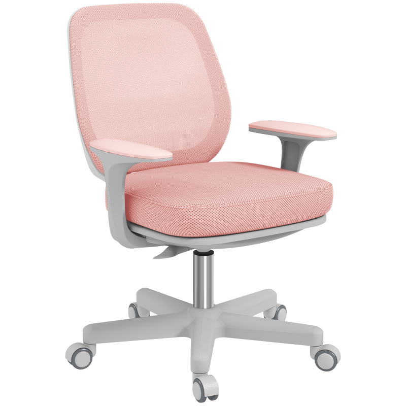 Vinsetto Bürostuhl, Ergonomisch Schreibtischstuhl mit Drehfunktion, Höhenverstellbar Computerstuhl für Home-Office, Polyester, Rosa Aosom – Bild 1 von 2
