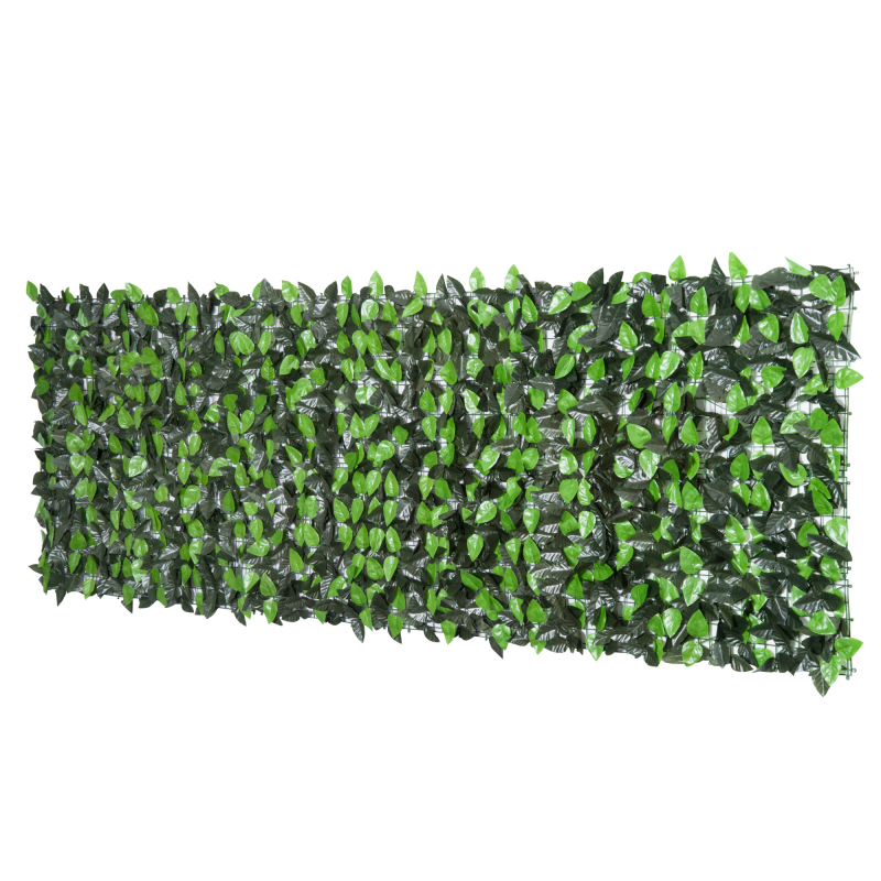 Outsunny Pflanzenwand künstlich 1 Stück 300 cm× 100 cm, Realistisches Aussehen, Balkon Sichtschutz, Outdoordekoration, Dunkelgrün Aosom – Bild 1 von 2