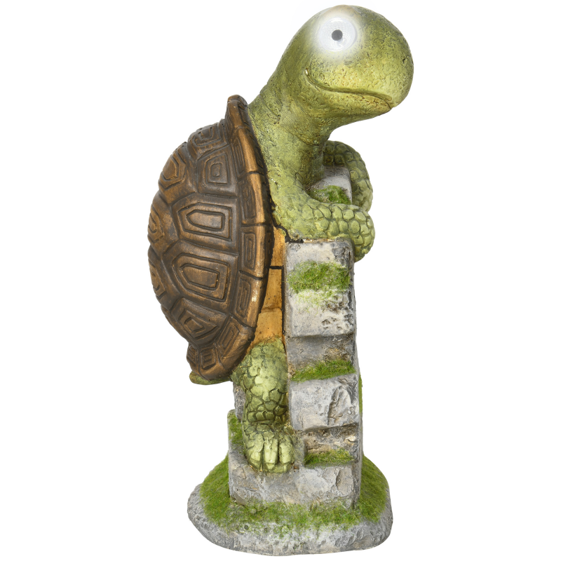 OUTSUNNY Schildkröten-Skulptur mit LED Solarleuchte 36,5 cm Gartenfigur für Rasen & Hof, dekoratives Outdoor-Ornament Aosom.de – Bild 1 von 2