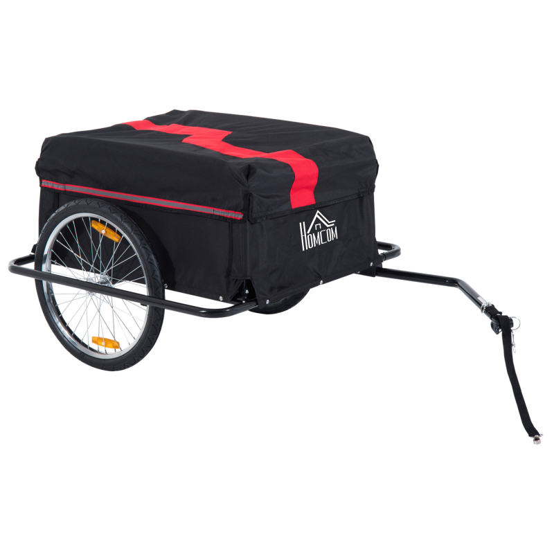 HOMCOM Lastenanhänger für Fahrräder, Transportanhänger CargoTrailer, Schwarz, Neu Aosom – Bild 1 von 2