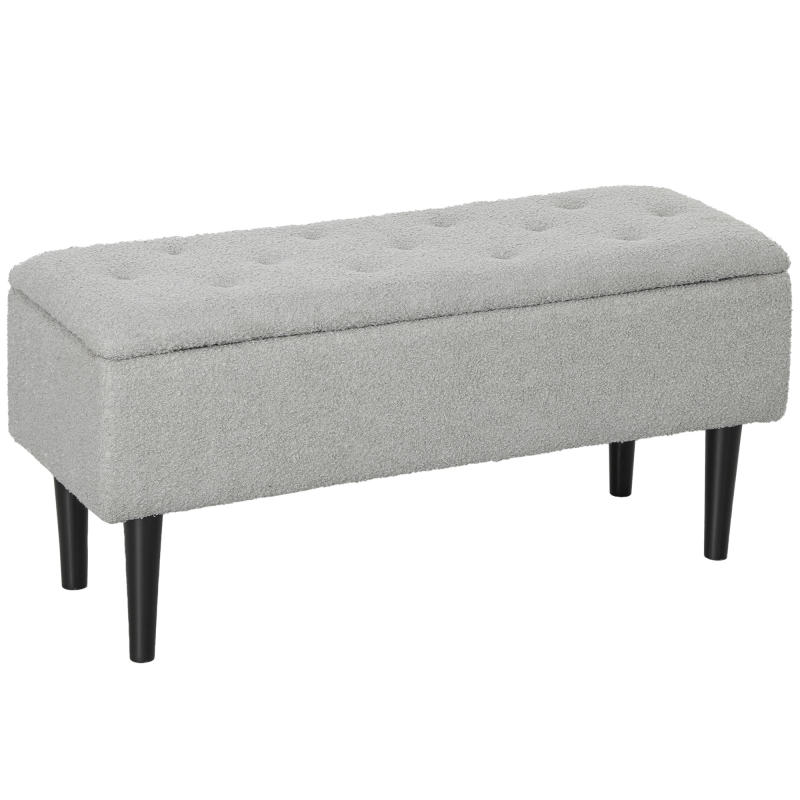 HOMCOM Sitzbank mit Stauraum Polsterbank mit Klappdeckel in Grau Samtoptik Truhenbank für Wohnzimmer Schlafzimmer 95 x 38 x 45 cm Aosom.de – Bild 1 von 2