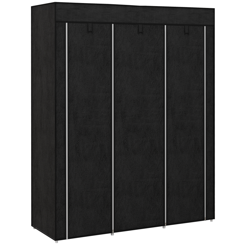 HOMCOM Stoffschrank mit Kleiderstange 8 Ebenen 125x43x162,5cm hellgrau platzsparender Faltschrank für Flur & Schlafzimmer Aosom.de – Bild 1 von 2
