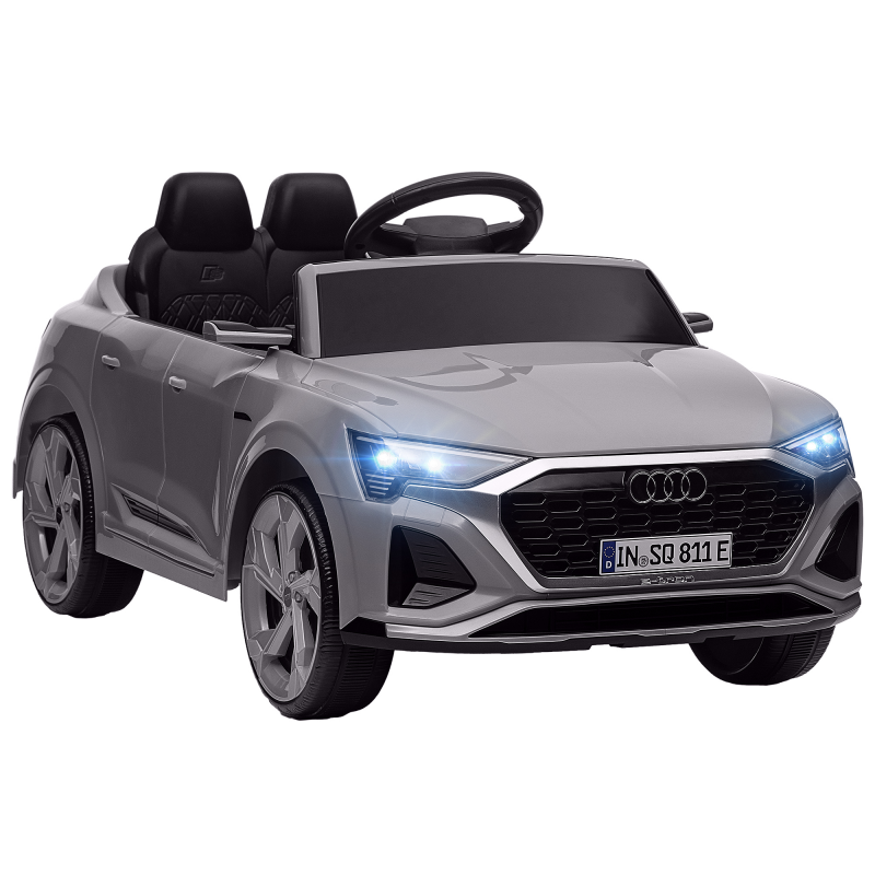 AIYAPLAY Kinder Elektroauto 12V Kinderauto mit 2,4G Fernbedienung, MP3 Musik & Hupe, Elektrofahrzeug mit Scheinwerfer, 4 gefederte Räder, 3-5 km/h, für 3-6 Jahre Kinder, Grau Aosom – Bild 1 von 2