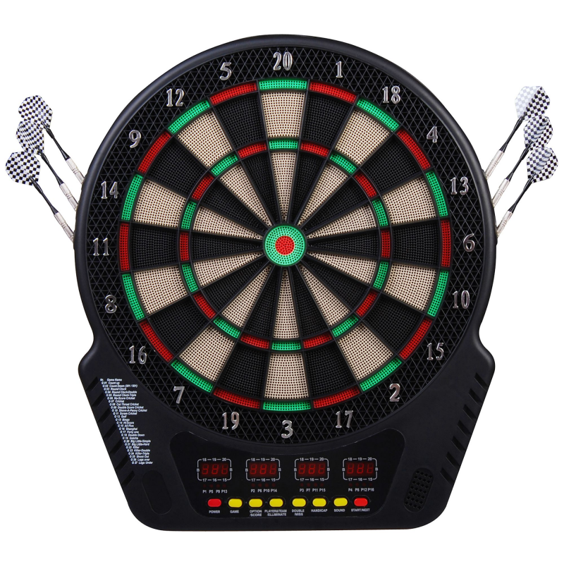 HOMCOM elektronische Dartscheibe Dartboard mit 6 Darts und 24 Dartköpfen 27 Spiele 243 Trefferoptionen 44 x 51,5 x 3,2 cm für Spaß und Wettkampf Aosom.de – Bild 1 von 2