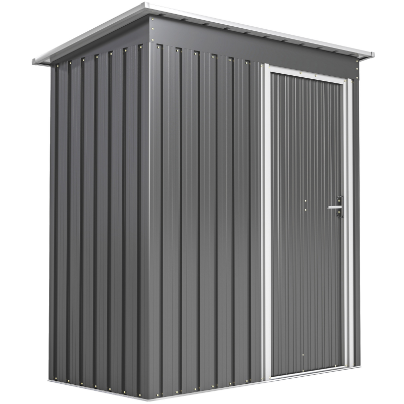 Outsunny Geräteschuppen 1,16 m² Verzinkter Stahl, Schrägdach & abschließbare Schiebetür 163×89×182 cm, Hellgrau Aosom – Bild 1 von 2