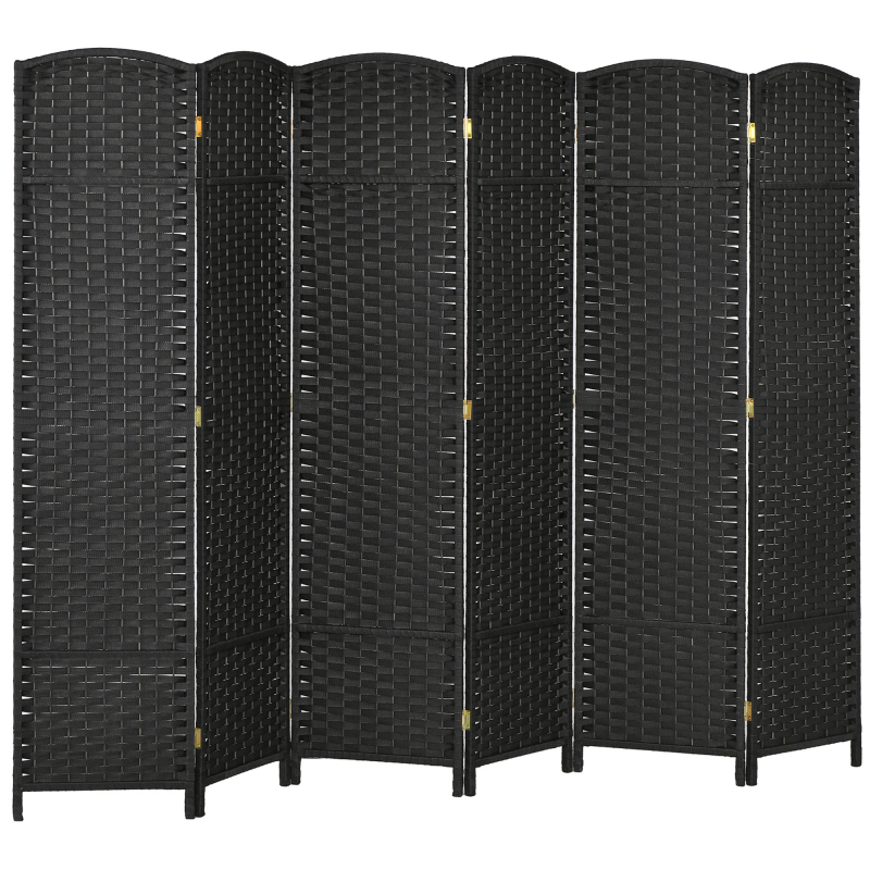 HOMCOM Paravent 6-teilig 240 x 170 cm Raumteiler Faltbar Trennwand aus Bambus, Sichtschutz Raumtrenner Stellwand für Wohnzimmer Schwarz Aosom – Bild 1 von 2