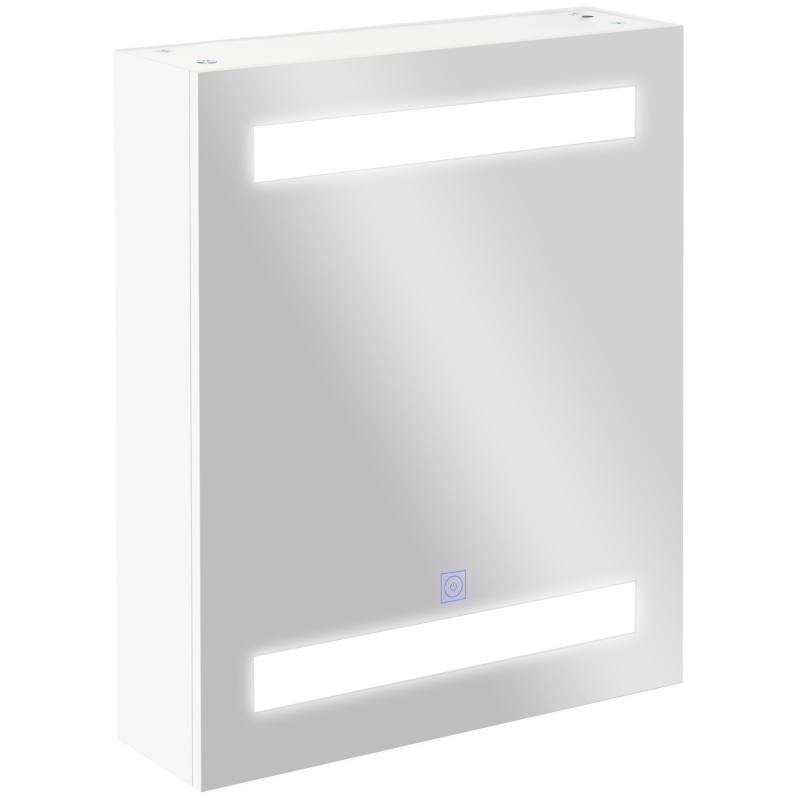HOMCOM LED Spiegelschrank 9 W Badezimmerschrank Badschrank Badezimmerspiegel mit Touch Schalter Scharnier Soft-Close-Funktion Weiß 50x15x60cm Aosom – Bild 1 von 2
