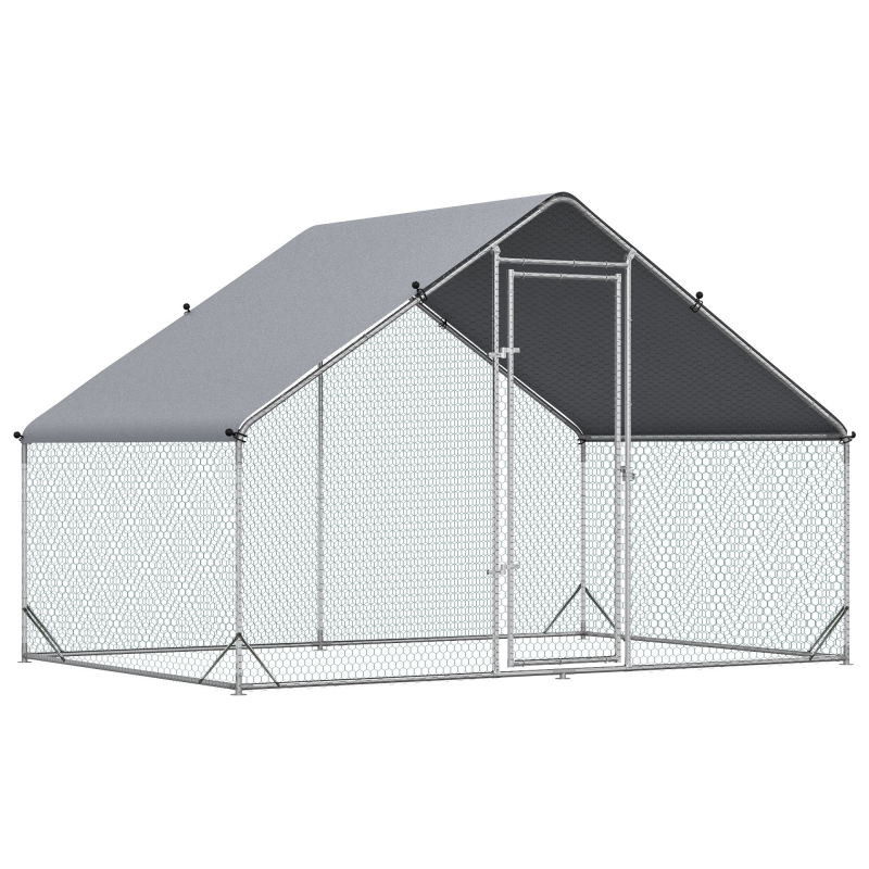 PawHut Hühnerstall, Freilaufgehege, Geflügelstall mit Schattendach, Freigehege für 4-6 Hühner, Enten Kaninchen, 3 x 2 x 2 m Aosom – Bild 1 von 2
