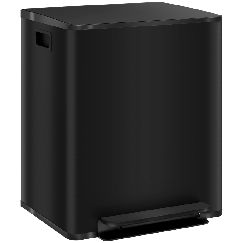 HOMCOM Mülleimer 2x25L Treteimer Edelstahl mit Deckel & Fußpedal, Kosmetikeimer mit Inneneimer für Wohnzimmer & Büro, 47,7x37,5x56cm Aosom.de – Bild 1 von 2