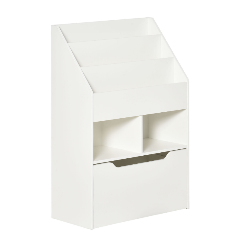 HOMCOM Kinderregal mit Schublade Standregal Bücherregal Dekoregal mit Fächer Weiß 60 x 29,9 x 90 cm Aosom – Bild 1 von 2