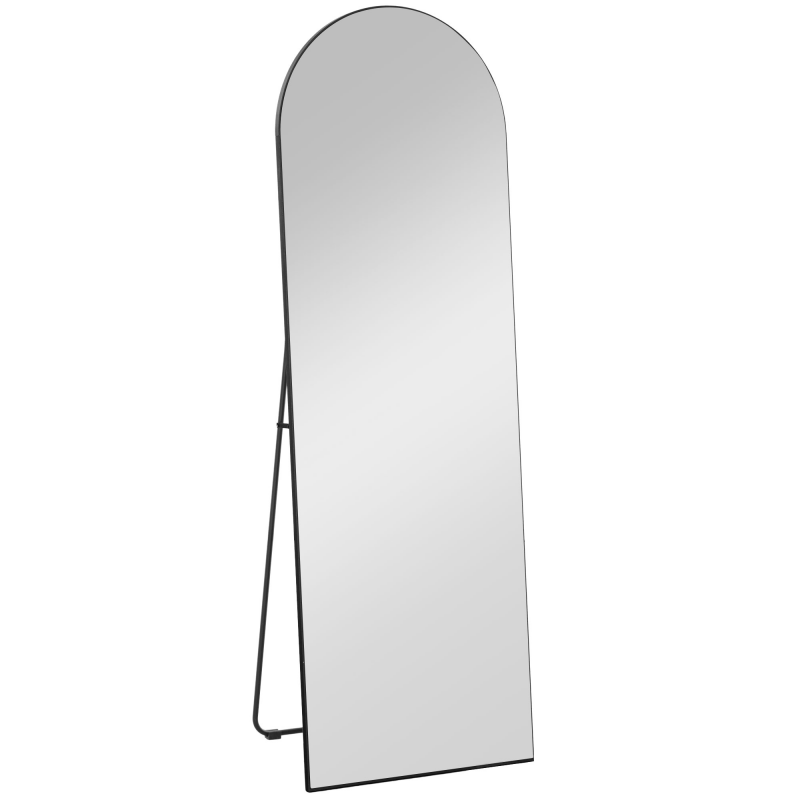 HOMCOM Ganzkörperspiegel, 150 x 50 cm Wandspiegel mit Ständer, Bogen-Design, Standspiegel mit Splitterschutzfolie, für Wohnzimmer, Schlafzimmer, Schwarz Aosom – Bild 1 von 2