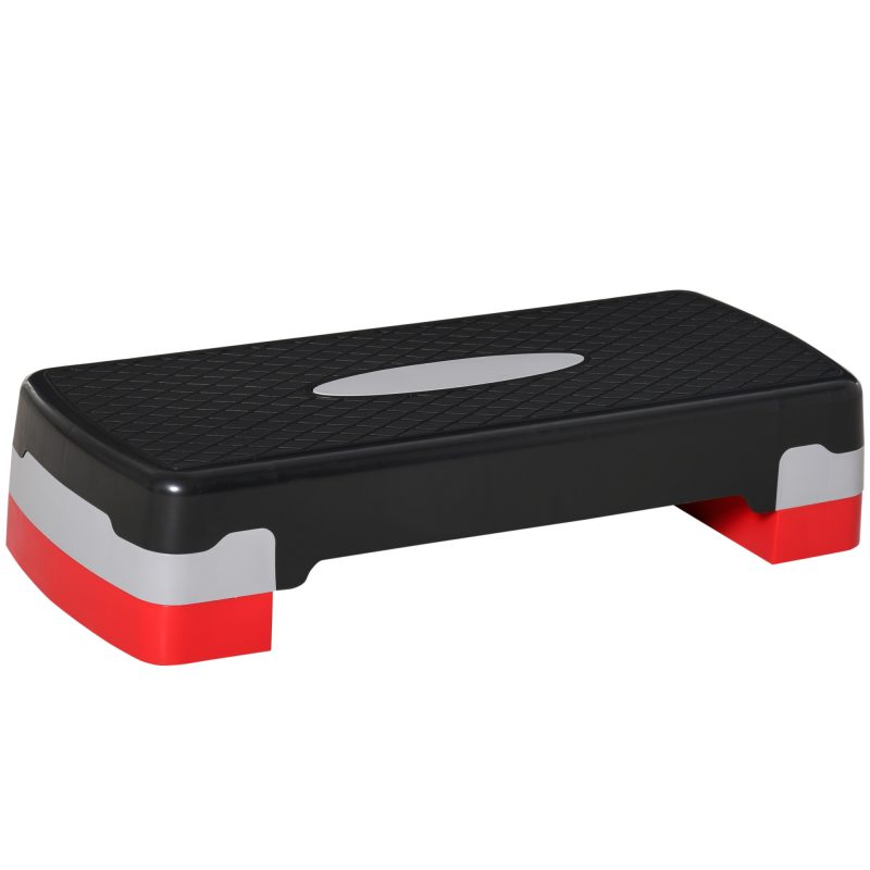 HOMCOM Steppbrett Aerobic Fitness 2-stufig höhenverstellbar (10/20 cm), Heimtrainer Stepper, Schwarz+Grau+Rot, 68x28x15cm Aosom – Bild 1 von 2