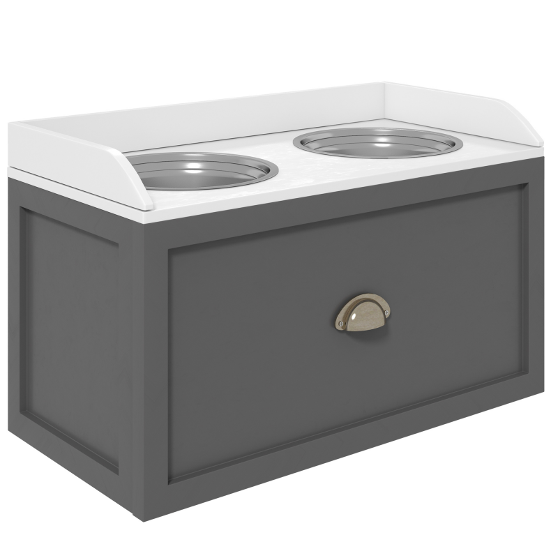 PawHut Hundenapf mit Schublade 2x2L Futternapf erhöht Edelstahl Futterstation für Katzen und Hunde Grau Aosom.de – Bild 1 von 2