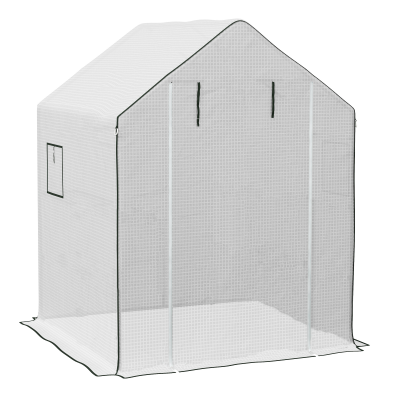 Outsunny Ersatzfolie Gewächshausfolie mit UV-Schutz, Seitenfenster, Rolltür, Ersatzabdeckung, PE-Folie für Tomatenhaus, Treibhaus, Weiß, 140 x 143 x 190 cm Aosom – Bild 1 von 2