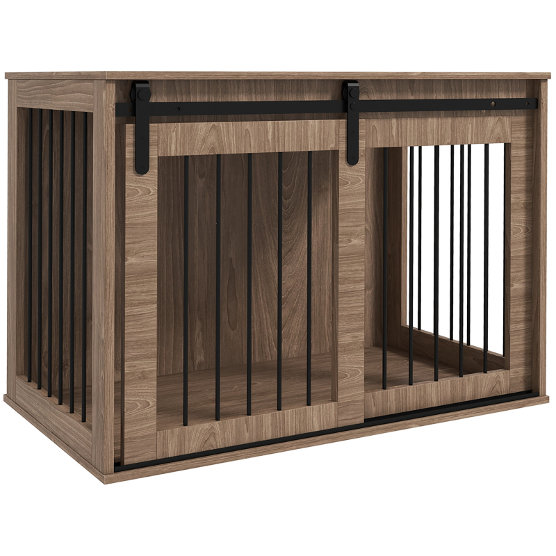 PawHut Hundebox als Möbelstück, Belastbarkeit 50 kg, Hundebox große Hunde, Hundebox mit Schiebetür, Braun Aosom.de – Bild 1 von 2