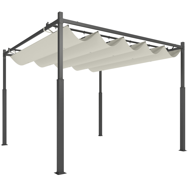 Outsunny Pergola ca. 3x3m Garten Pavillon, Terrassendachung aus Metall, Gartenpavillon mit verstellbares Dach, Freistehend, UV Schutz 30+, für Terrasse und Garten, Cremeweiß Aosom – Bild 1 von 2