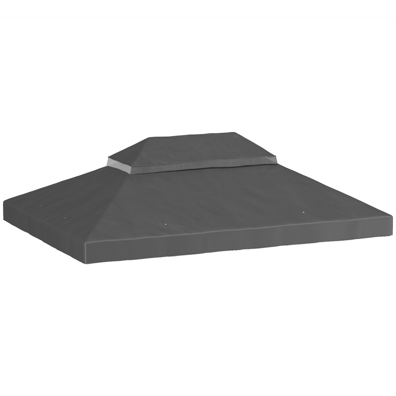 Outsuuny Ersatzdach für Pavillon 3 x 4m, wasserdicht Pavillondach, Doppeldach Ersatzbezug für Gartenpavillon, Ersatzteile aus Oxford-Stoff, 370 g/m², Dunkelgrau Aosom – Bild 1 von 2