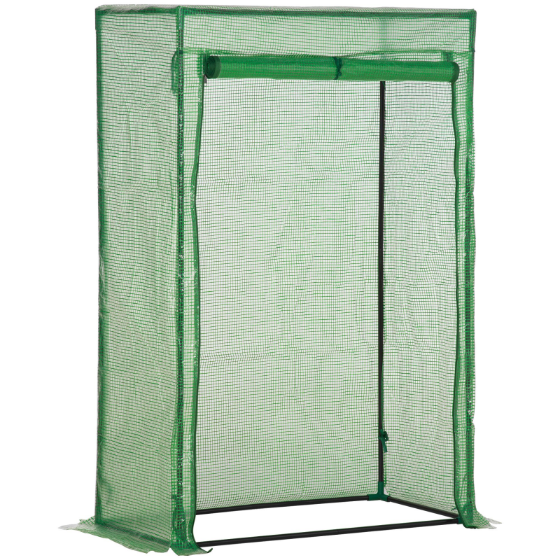 Outsunny Gewächshaus Treibhaus mit aufrollbarer Tür 100x50x150cm aus Stahl und Kunststoff in Grün für Pflanzenpflege und Anzucht Aosom.de – Bild 1 von 2