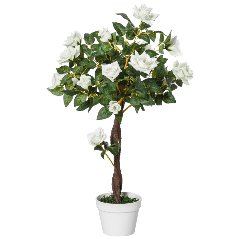 Outsunny künstliche Rosenpflanzen groß 90 cm Kunstpflanze, Plastik künstliche Pflanzen Rosenbaum im Topf, Kunstbaum wie echt für Wohnzimmer Schlafzimmer Büro Garten moderne Dekoration Geschenk Aosom – Bild 1 von 2