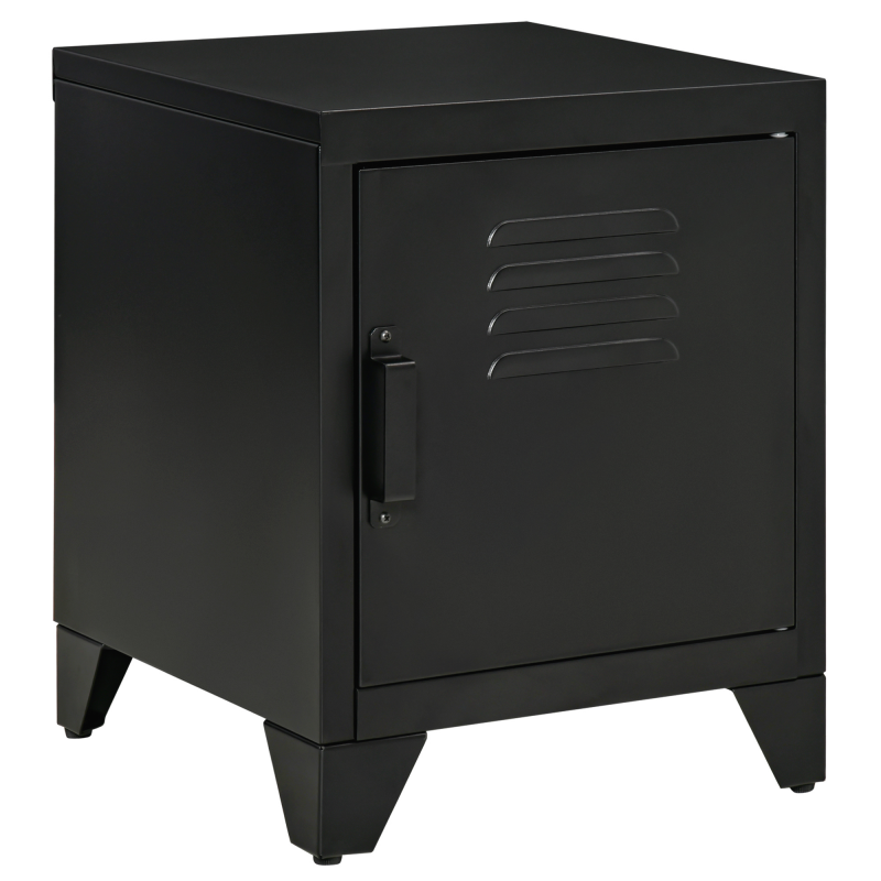 HOMCOM Nachttisch Nachtschrank Beistelltisch mit verstellbarem Regal Tür Nachtkommode Metall Schwarz 50 x 40 x 47 5 cm für Schlafzimmer Aosom.de – Bild 1 von 2