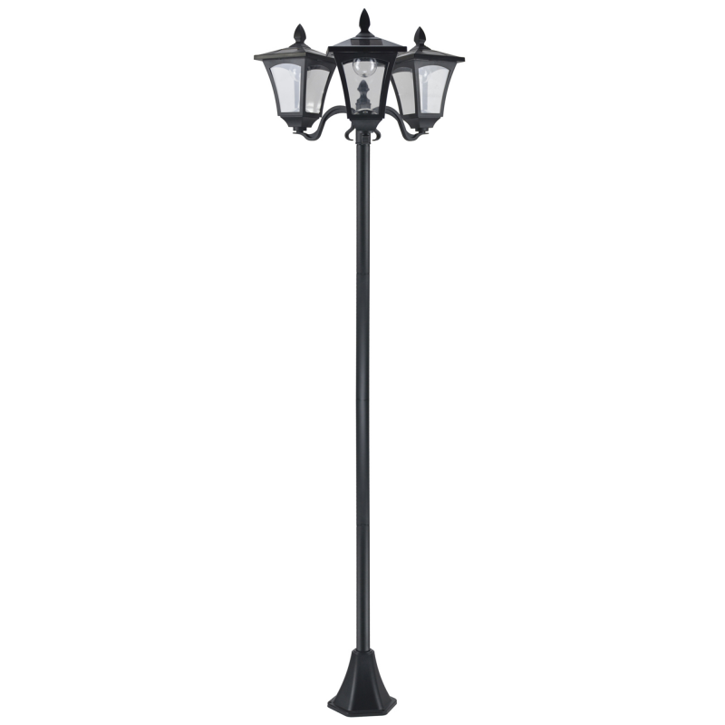 Outsunny Solar Gartenlaterne mit 3 flammig Laterne Solarlaterne Wegleuchte mit LED 120 Lumen IP44 201 Edelstahl Schwarz 51,5 x 47 x 182,5 cm Aosom – Bild 1 von 2