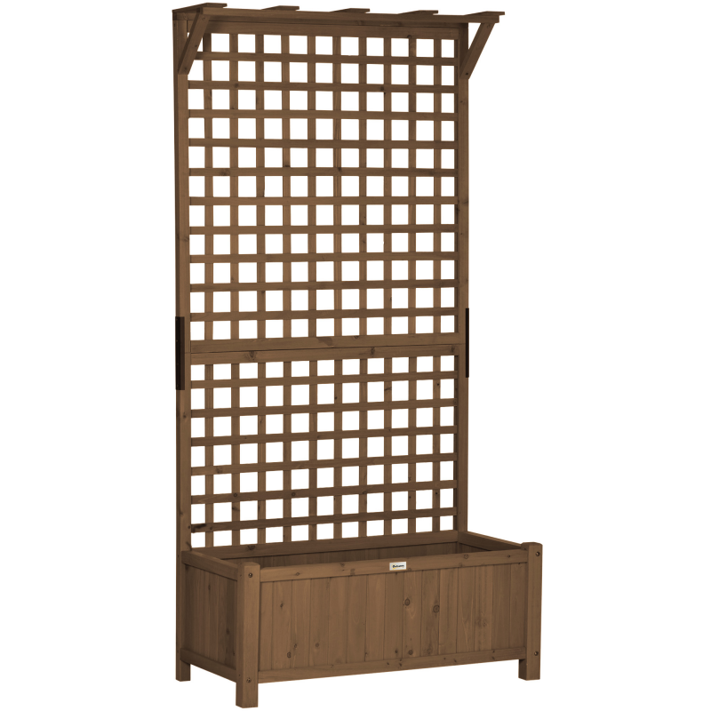 Outsunny Hochbeet Pflanzkasten mit Rankgitter, Spalier Pflanzkübel Blumenkasten Holz, Gartenspalier 90 x 45 x 183cm für Garten Balkon Terrasse, Blumenkübel für Kletterpflanzen Korbpflanzen, Blumen Aosom – Bild 1 von 2