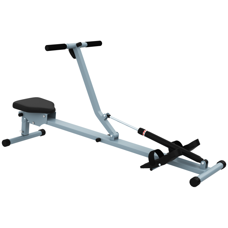 HOMCOM Rudergerät Rudermaschine mit LCD Fitnessgerät Ruderzugmaschine Heimtrainer, mit LCD Display, Stahl+PVC, Grau, 130x47,5x67cm Aosom – Bild 1 von 2