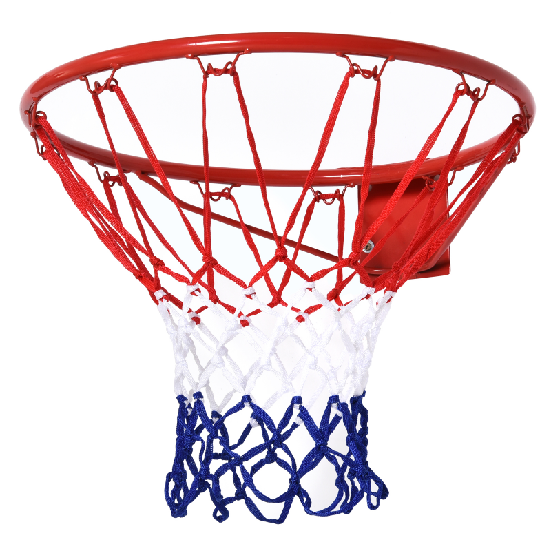 HOMCOM Basketballkorb mit Netz 46 cm, Stahlrohr & Nylon, rot blau weiß, ideal für Garten & Freizeit Aosom.de – Bild 1 von 2