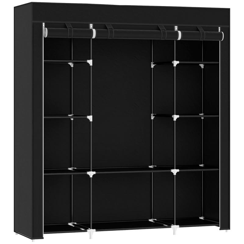 HOMCOM Stoffschrank mit Reißverschluss, 1 Kleiderstange, 10 Einlegeböden, 150x43x162,5cm, Vliesstoff, platzsparend & robust Aosom.de – Bild 1 von 2