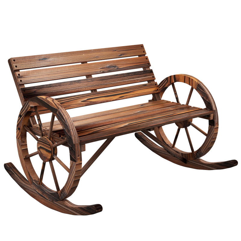 Outsunny Schaukelbank aus Holz, 2-Sitzer Schwingbank mit Armlehne, belastbar bis 240 kg, für Garten & Balkon, verkohltes Holzdesign Aosom.de – Bild 1 von 2