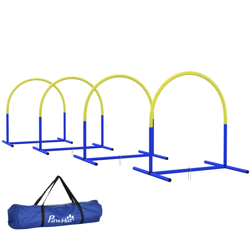 PawHut Agility-Set für Hunde 4-teilig, 88 x 64 x 95 cm, mit Tragetasche, tragbar, ideal für junge & ältere Hunde, PE & ABS, Gelb Aosom.de – Bild 1 von 2