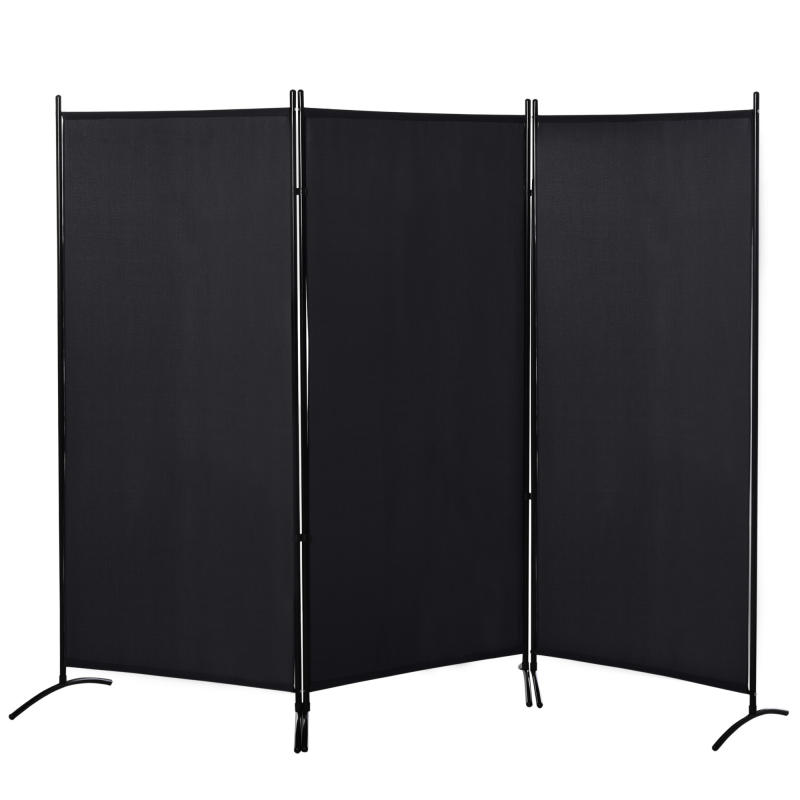 HOMCOM Paravent 3-teilig 253 x 182 cm Raumteiler Raumtrenner, Faltbar Trennwand Sichtschutz Stellwand für Wohnzimmer Schwarz Aosom – Bild 1 von 2