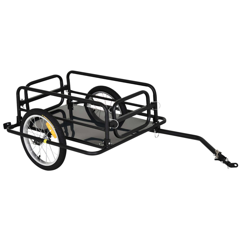 HOMCOM Lastenanhänger für Fahrrad Transportanhänger Fahrradanhänger Handwagen Kupplung faltbar Stahl Schwarz 139 x 71,5 x 49 cm Aosom – Bild 1 von 2