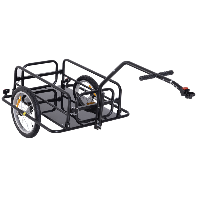 HOMCOM Fahrradanhänger Lastenanhänger 40 kg Belastbarkeit, Transportanhänger mit klappbarer Kupplung, Schwarz, 155x71,5x77cm Aosom – Bild 1 von 2