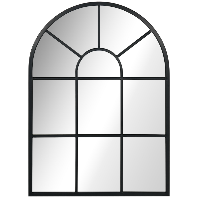 HOMCOM Wandspiegel Fensterspiegel 70 x 50 cm dekorativ mit Metallrahmen, Hängespiegel für Wohnzimmer Schlafzimmer in Schwarz Aosom.de – Bild 1 von 2