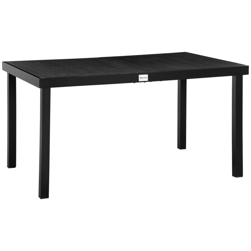 Outsunny Gartentisch für 6 Personen Esstisch aus pflegeleichtem Aluminium und Kunststoff in Schwarz 140x90x74cm für Terrasse & Gartenmöbel Aosom.de – Bild 1 von 2