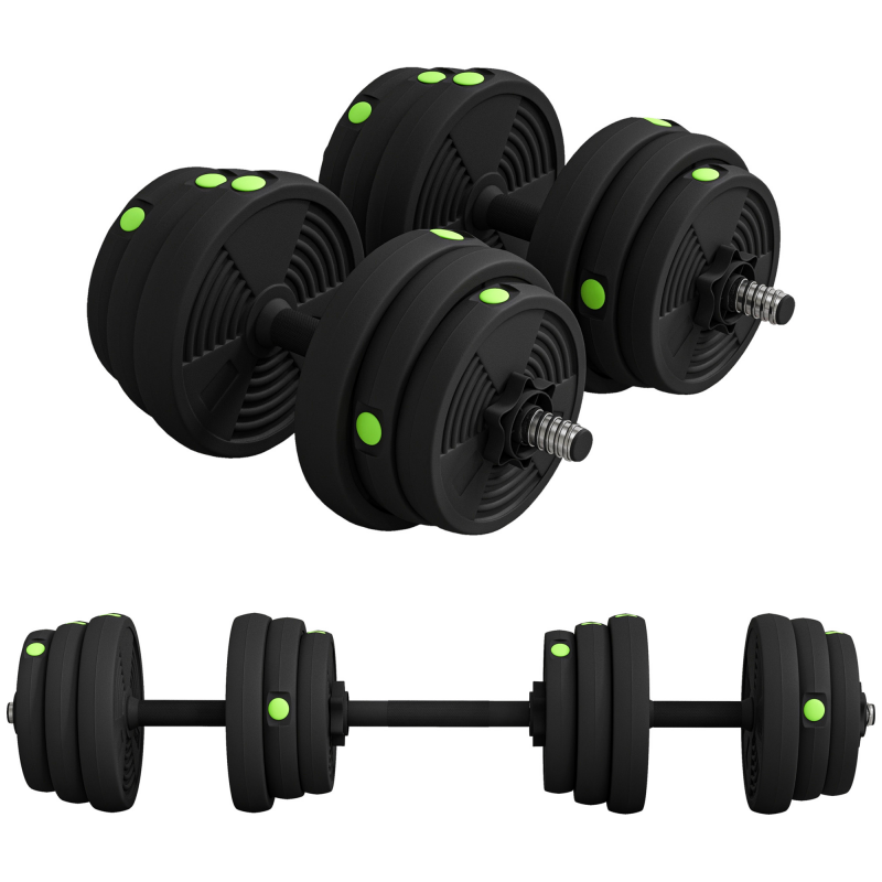 SPORTNOW 2-in-1 Hantel Set, 25 kg verstellbar Dumbbell Set mit 8 Hantelscheiben, bodenschonend für Krafttraining, Fitness, Gewichtheben, Schwarz Aosom – Bild 1 von 2