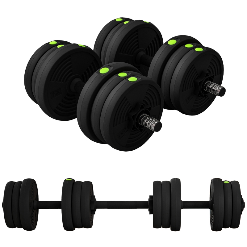 SPORTNOW 2-in-1 Hantel Set, 20 kg verstellbar Dumbbell Set mit 12 Hantelscheiben, bodenschonend für Krafttraining, Fitness, Gewichtheben, Schwarz Aosom – Bild 1 von 2